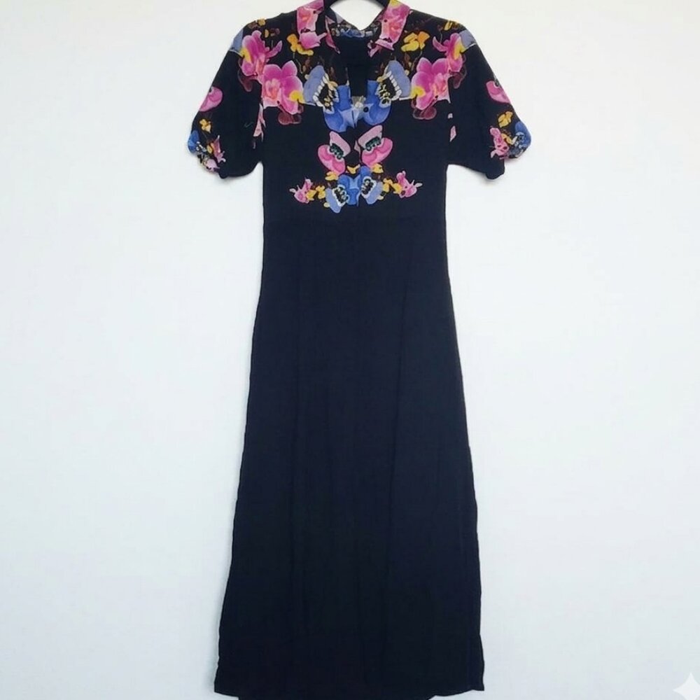 *Desigual x Christian Lacroix Grenoble Floral Shirt Dress Black XS - Picture 3 of 9
